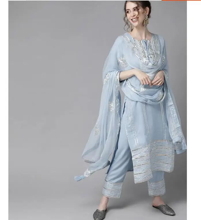 Salwar Kameez Set - Традиционная индийская панджабиская вышитая одежда в