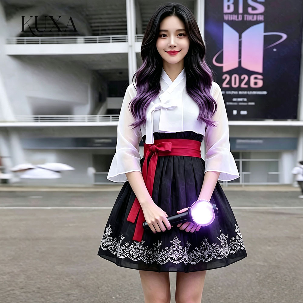 Hanbok Modern Set - Корейское платье-ханбок KUXA Modern Appliques Short