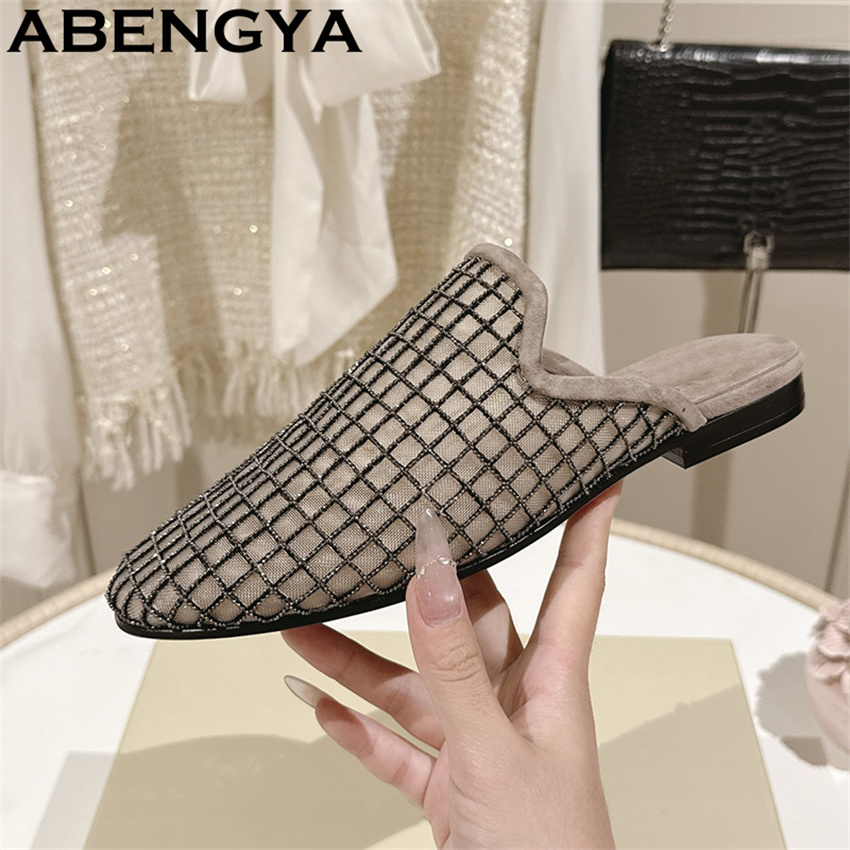Ethnic Fashion Women - Блестящие кружевные сетчатые туфли-лоферы с круглым