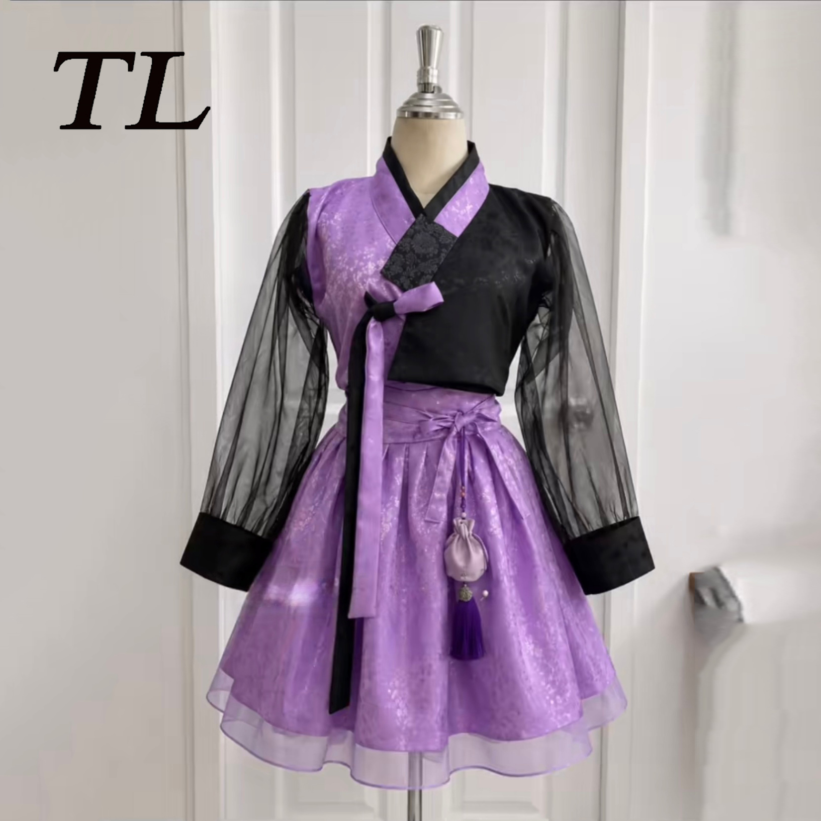 Hanbok Modern Set - TL Concert Фиолетово-черное современное платье-ханбок для