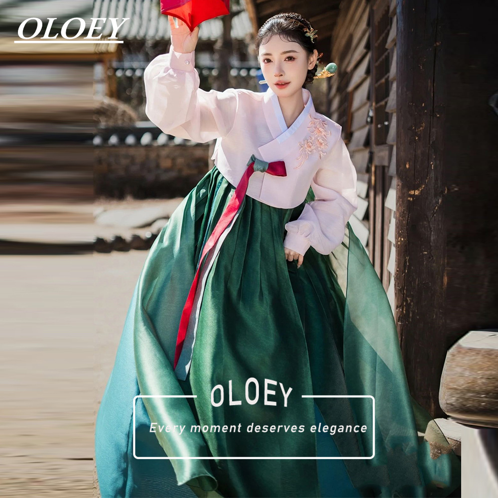 Hanbok Modern Set - OLOEY Элегантное зеленое корейское платье ханбок