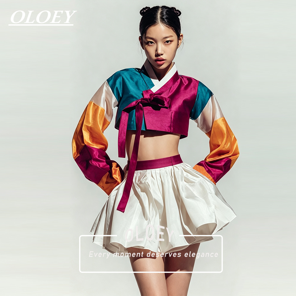 Hanbok Modern Set - OLOEY Современный короткий концертный ханбок темно-синего