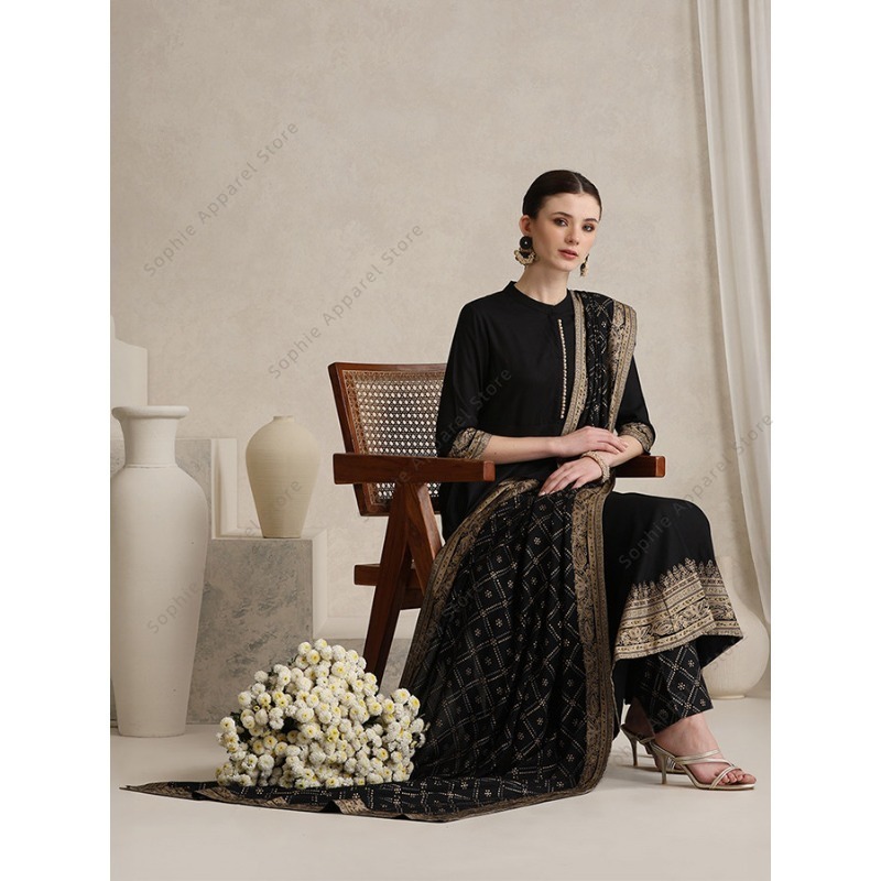 Элегантный черный индийский ко – обзор и цена Salwar Kameez Set